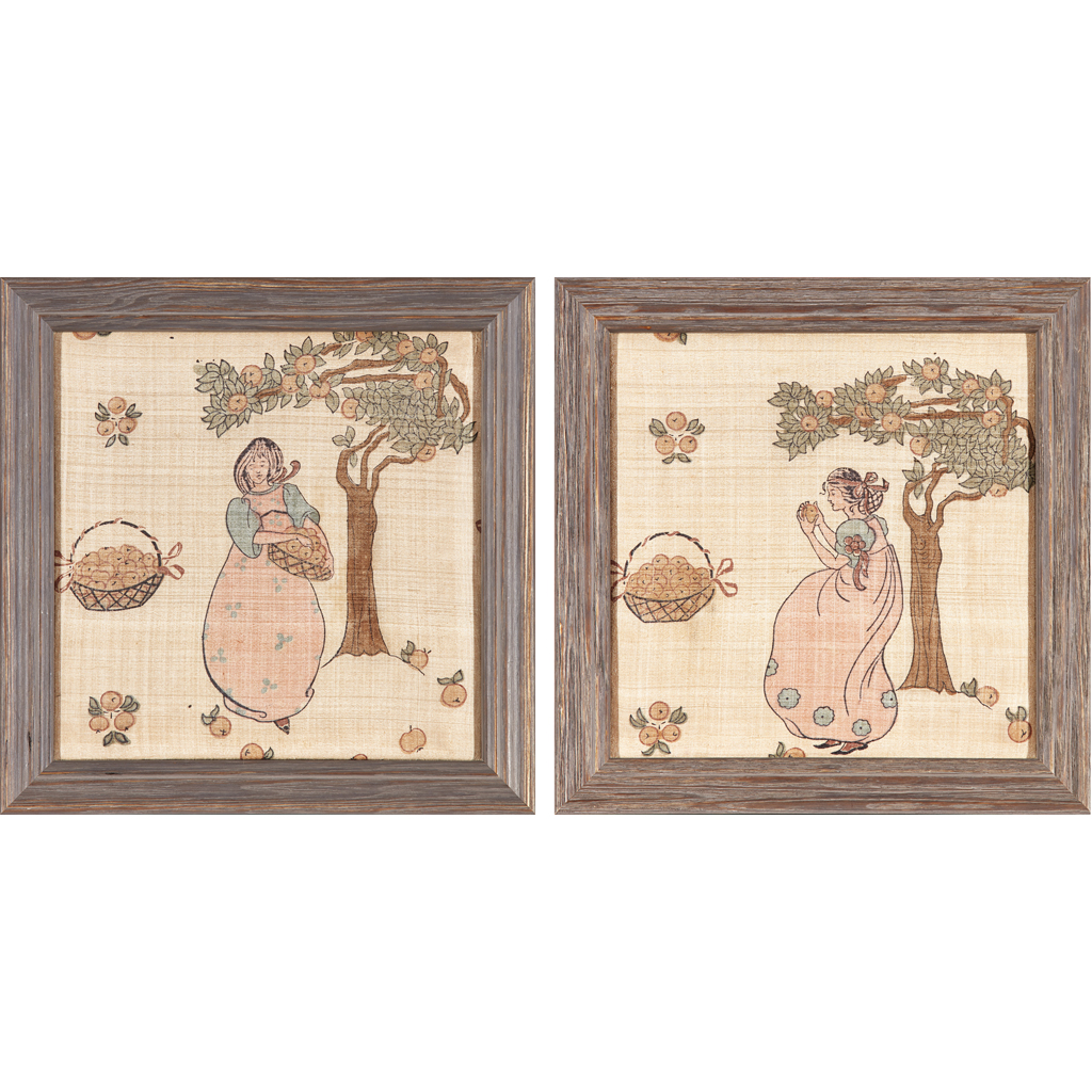 Appraisal: LIBERTY CO LONDON PAIR OF ARTS CRAFTS PRINTED SILK PICTURES