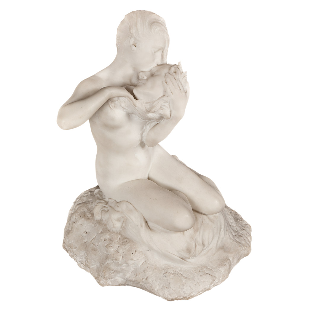 Appraisal: French White Marble Figural Group Titled Muse D'Andre Chenier Denys-Pierre