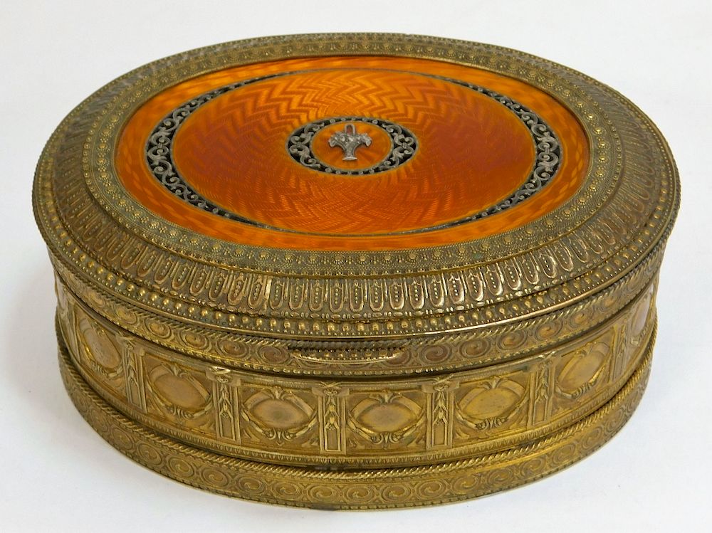 Appraisal: C Austrian Viennese Enameled Bronze Jewelry Box Austria th Century