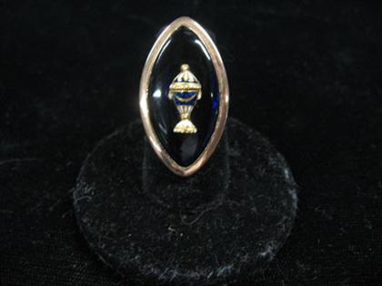 Appraisal: Blue enamel ring Blue enamel navette shape ring with enameled