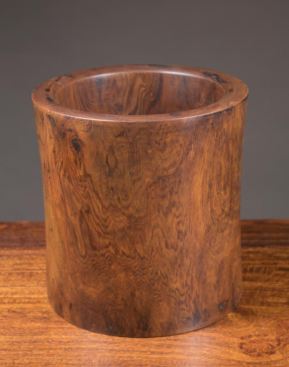 Appraisal: CHINESE ROSEWOOD BRUSH POT Dimensions H x D