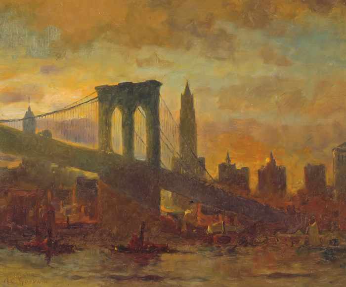 Appraisal: ARTHUR CLIFTON GOODWIN American - The Brooklyn Bridge oil on