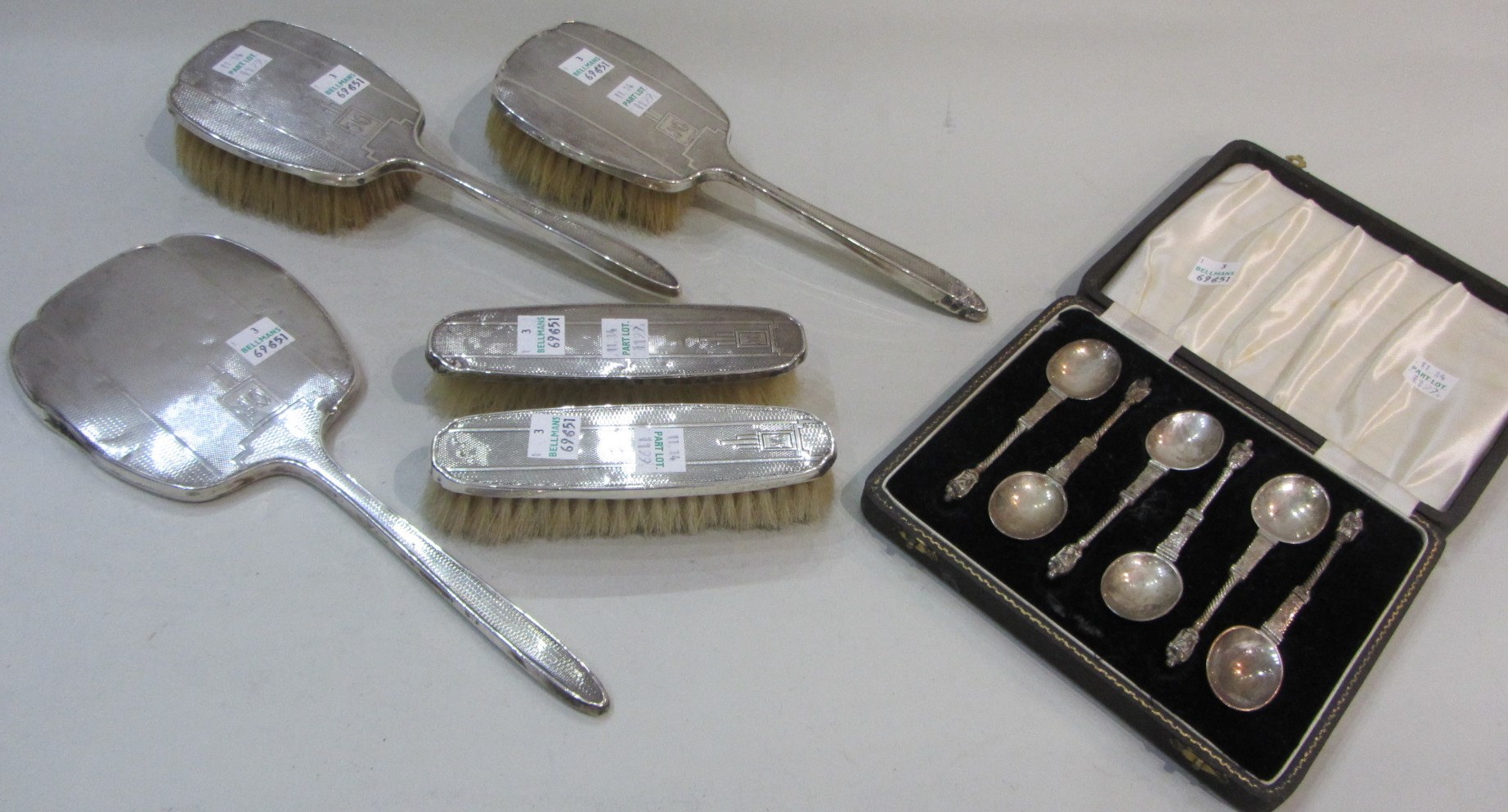 Appraisal: Silver and silver mounted wares comprising two clothes brushes two