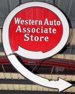 Appraisal: Western Auto porcelain dealer sign original iron brackets x minor