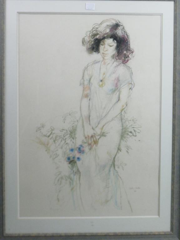 Appraisal: VICTOR AMBRUS 'Judith Seated' signed crayons x in