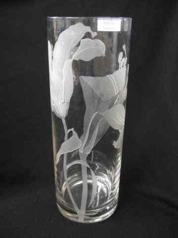 Appraisal: Perry Coyle Engraved Vase lily decor well listed artist ''