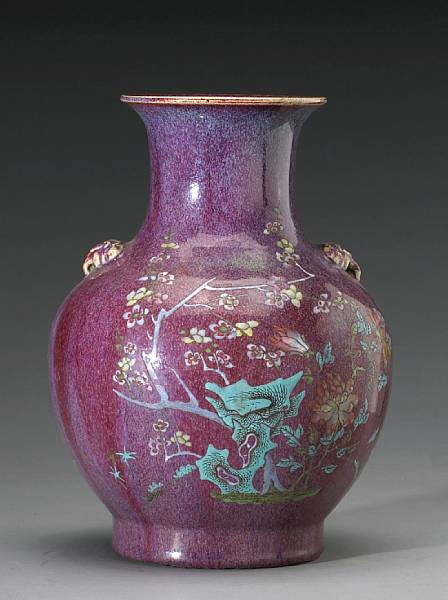 Appraisal: A purple flamb glazed porcelain vase Late Qing Republic Period