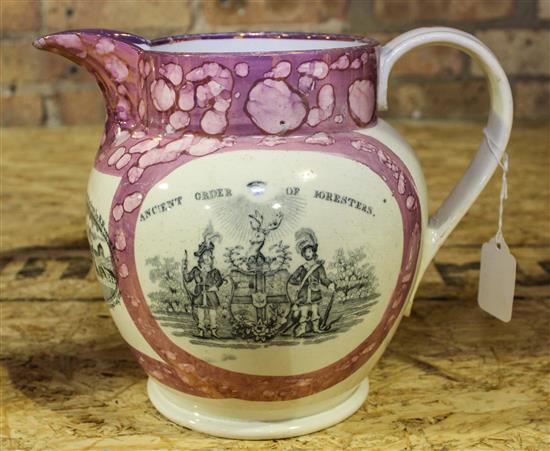 Appraisal: Sale Lot A Sunderland Pink Lusterware Pitcher decorated with transfer