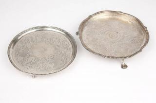 Appraisal: Two Georgian silver footed salvers The fist Newcastle sterling silver