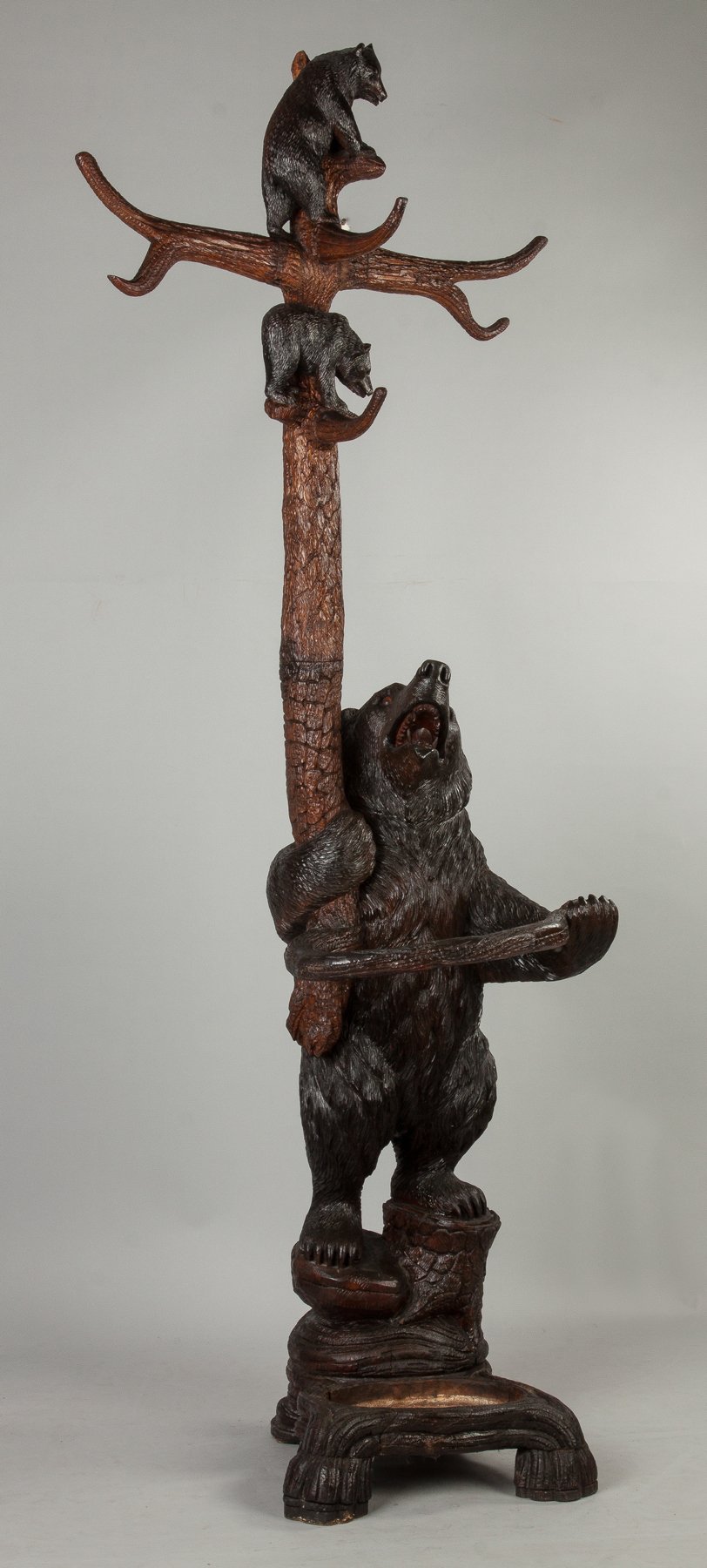 Appraisal: Carved Black Forest Coat Rack and Umbrella Stand with Bear