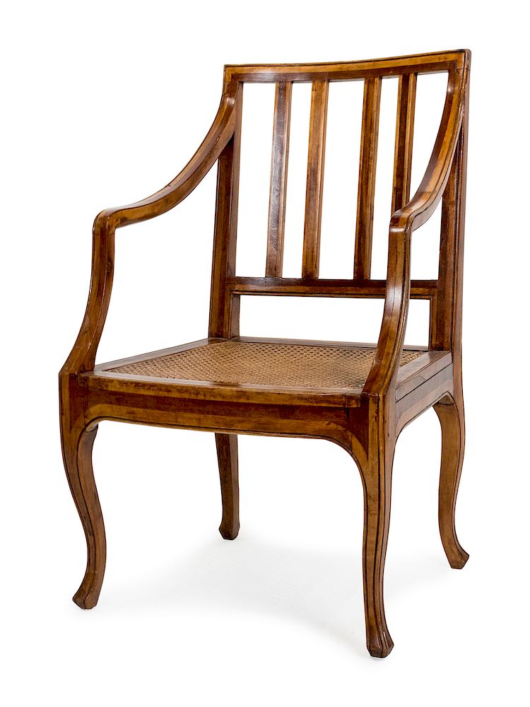 Appraisal: A Neoclassical Style Mixed Wood Armchair A Neoclassical Style Mixed