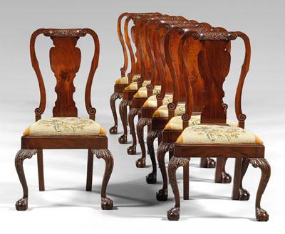 Appraisal: Set of eight mahogany dining chairs Chippendale style each with