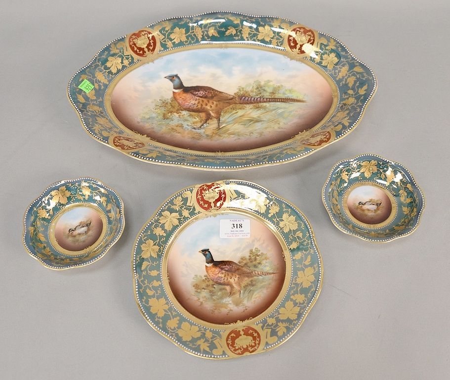 Appraisal: Mignon Bavaria German porcelain fifteen piece sporting bird set to