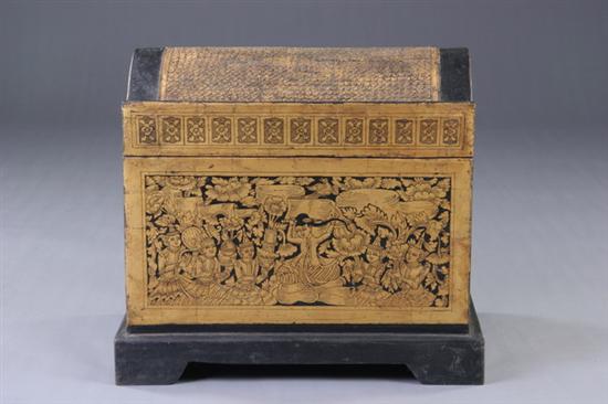 Appraisal: BURMESE GILT AND LACQUERED WOODEN MONK TRUNK Early th century