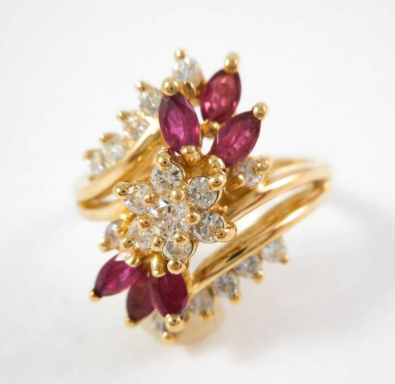 Appraisal: RUBY DIAMOND AND FOURTEEN KARAT GOLD RING The yellow gold