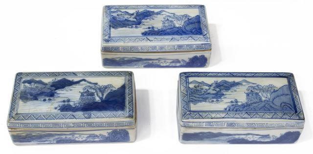 Appraisal: lot of Chinese blue and white porcelain brush boxes similarly