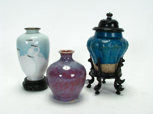 Appraisal: Group of Three Oriental Pottery Items including a '' with