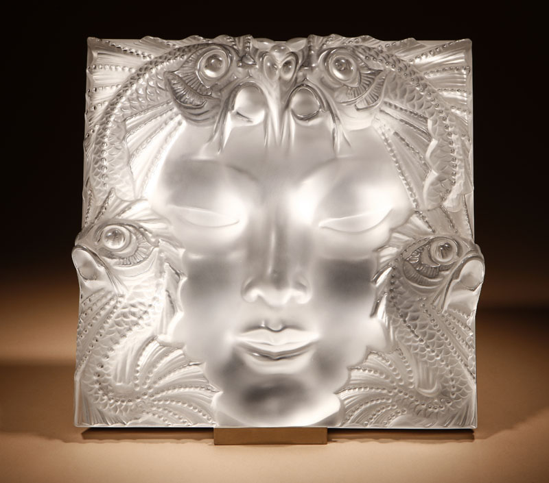 Appraisal: A Lalique frosted art glass panel 'Masque de Femme' A