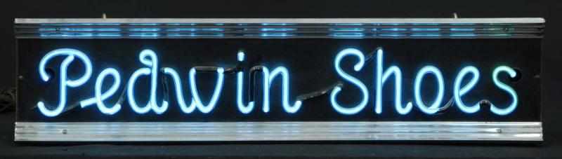 Appraisal: Pedwin Shoes Can Neon Sign Description s Blue neon on