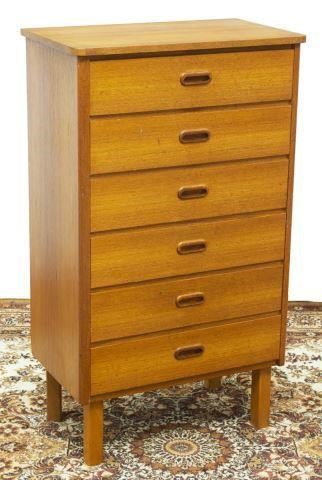 Appraisal: Danish mid-century modern teak chest of drawers c s rectangular