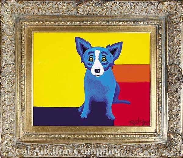 Appraisal: George Rodrigue American Louisiana b Blue Dog Yellow Orange Red