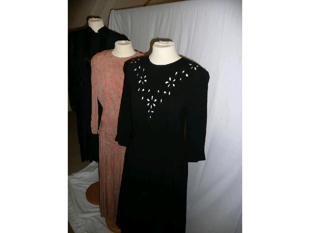 Appraisal: A vintage crepe black cocktail dress 'Alma Leigh' sleeve decorative