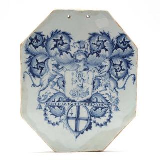 Appraisal: English Blue and White Porcelain Pill Tile late th century