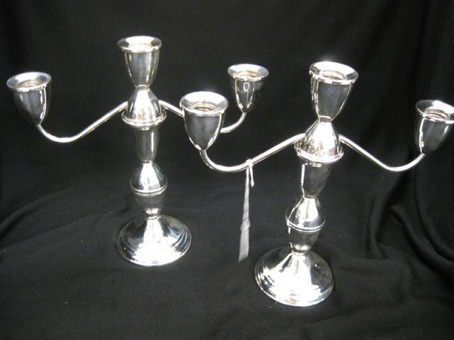 Appraisal: Pair of Sterling Silver Candelabra triple sconce by Duchin Studios