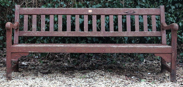 Appraisal: AN OLD PAINTED WOODEN GARDEN BENCH with a slatted back