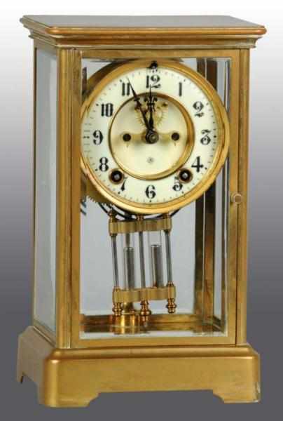 Appraisal: Brass Ansonia Time Strike Clock Description Has pendulum Condition Excellent