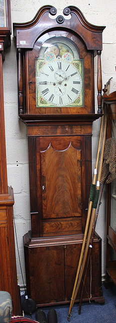 Appraisal: A TH CENTURY MAHOGANY EIGHT DAY LONGCASE CLOCK the broad