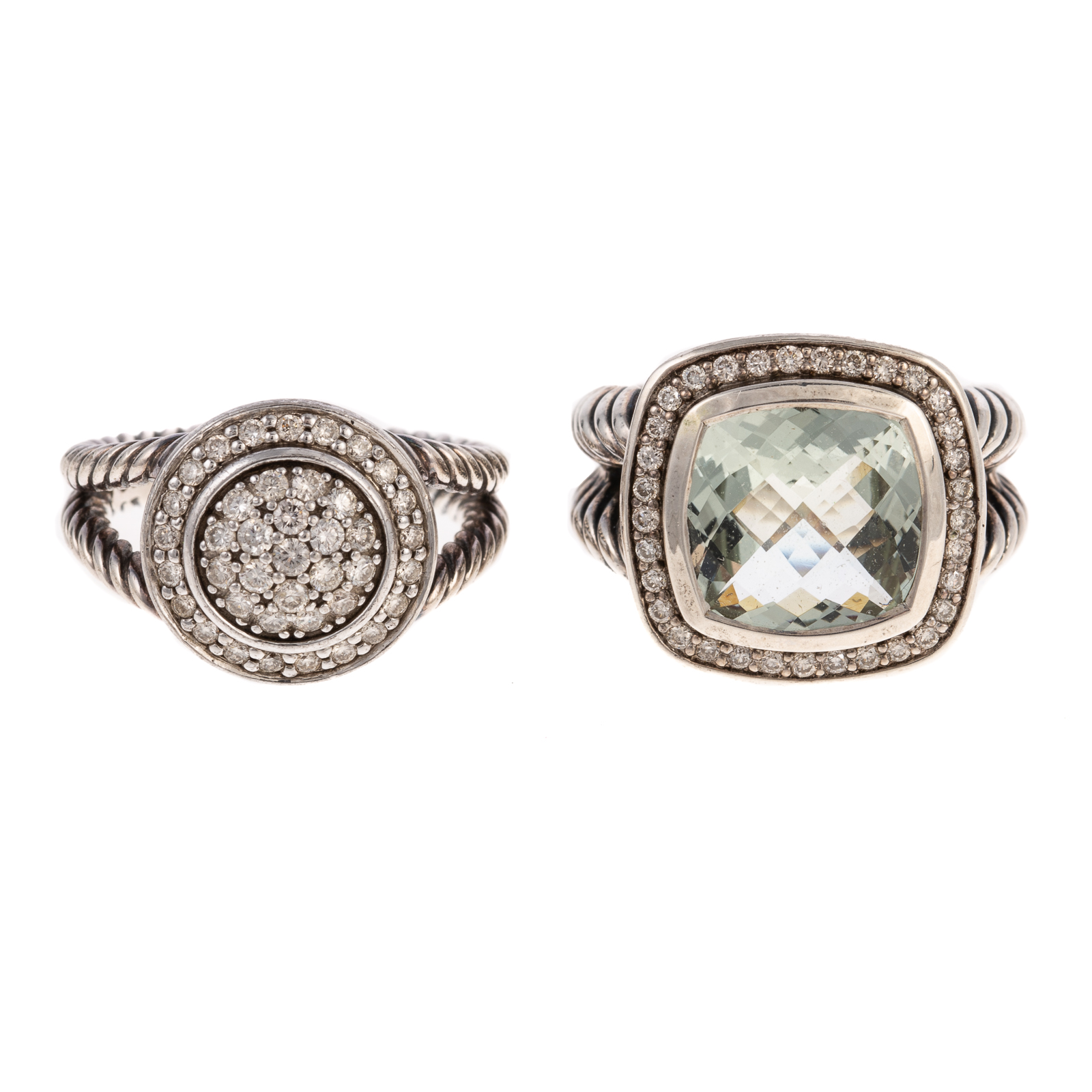 Appraisal: A PAIR OF DAVID YURMAN DIAMOND RINGS David Yurman sterling