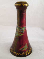 Appraisal: A Sylvan Lustrine bell inverted trumpet shape vase with butterflies