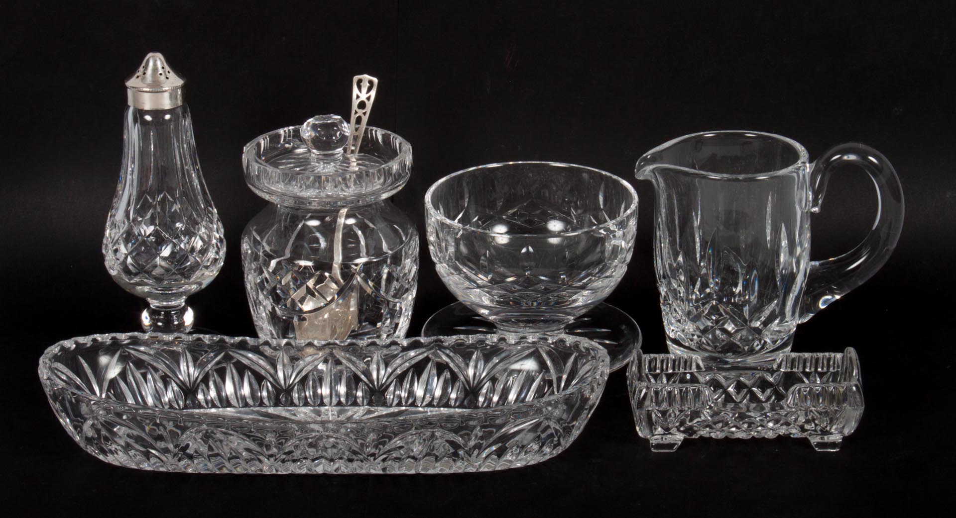 Appraisal: Assorted Waterford crystal table articles comprising shakers celery dish toothpick