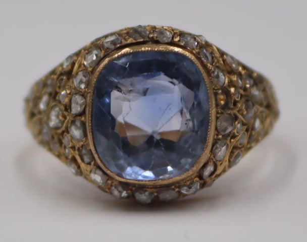 Appraisal: JEWELRY GIA CEYLON UNHEATED SAPPHIRE AND DIAMOND Ring kt yellow