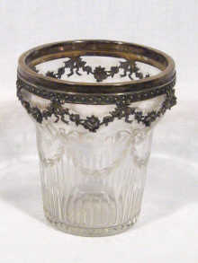 Appraisal: A German silver and cut glass vase the silver border