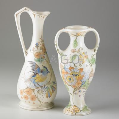 Appraisal: ZUID-HOLLAND GOUDA Mat jug and vase painted with florals and