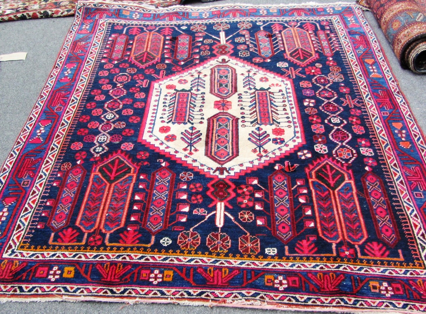 Appraisal: An Afshar rug South Persian the indigo field with a