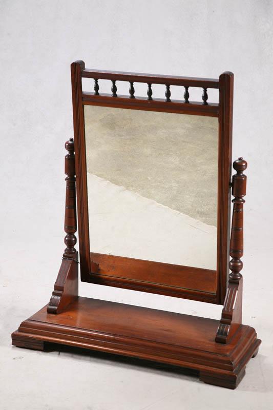 Appraisal: SHAVING MIRROR Large walnut mirror with reeded accents turned posts