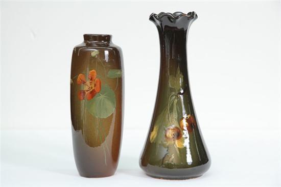 Appraisal: TWO PIECES ART POTTERY An unmarked but probably Weller vase