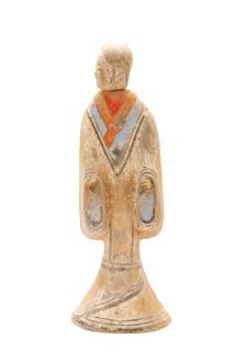 Appraisal: Chinese Polychrome Painted Pottery Tomb Figure Chinese possibly Han Dynasty