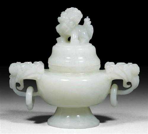 Appraisal: INCENSE BURNER China H cm Light greenish jade with delicate