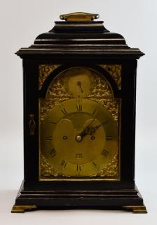 Appraisal: George III double fusee ebonised table clock the back plate