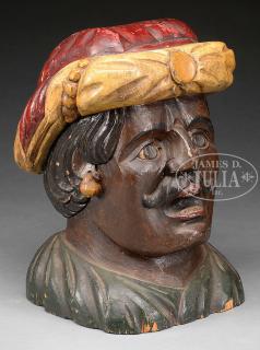 Appraisal: RARE TURKS HEAD TOBACCONIST TRADE FIGURE BUST Late th century