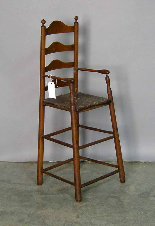 Appraisal: Four slat ladderback highchair th c