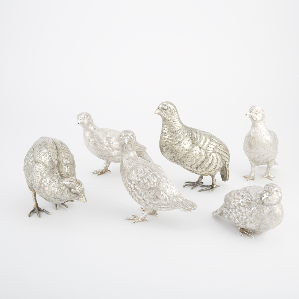 Appraisal: Two Pairs of English Sterling Silver Figures of Birds C