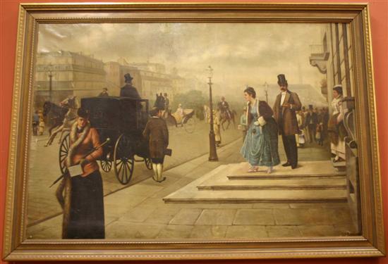 Appraisal: Figural Street Scene in the Manner of Jean George Beraud