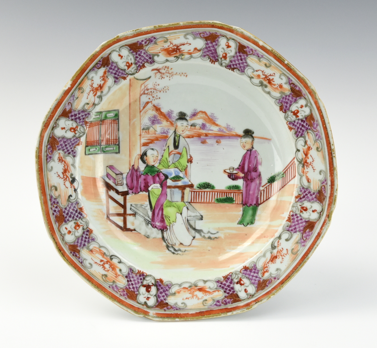 Appraisal: CHINESE CANTON GLAZED PLATE W FIGURES TH C Chinese th