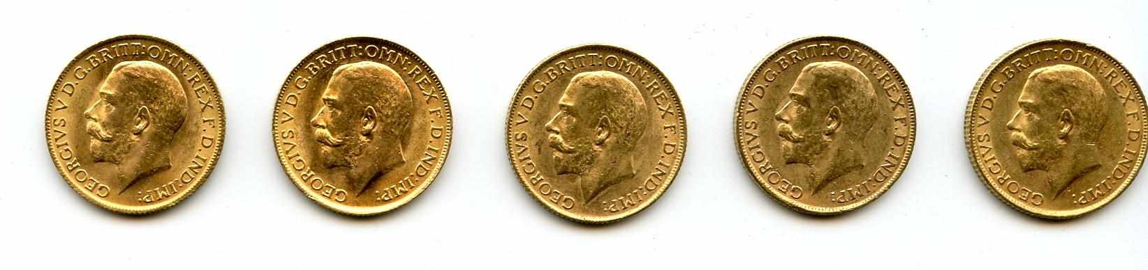 Appraisal: Great Britain George V Sovereigns KM- A couple are Uncirculated