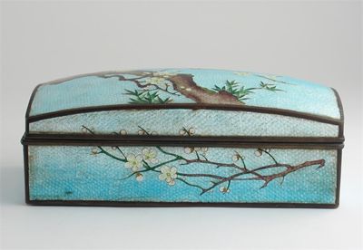 Appraisal: A Japanese cloisonn rectangular box and domed cover decorated with